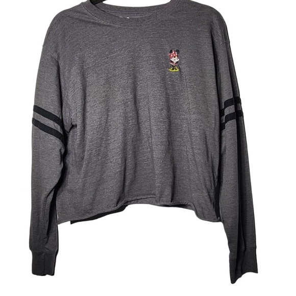 Disney Tops - Disney Minnie Mouse long sleeve jersey crop top size medium